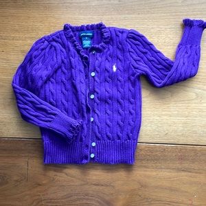 Ralph Lauren Kids Cable-knit Sweater; Sz 5 in purple